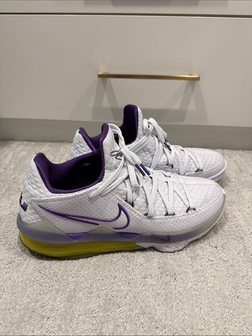 Nike Men’s LeBron White, Purple & Yellow Basketball Sneakers. No box.